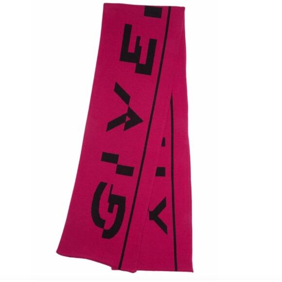 #GIVENCHY Off Center Logo Scarf Fuschia NEW - Picture 3 of 8